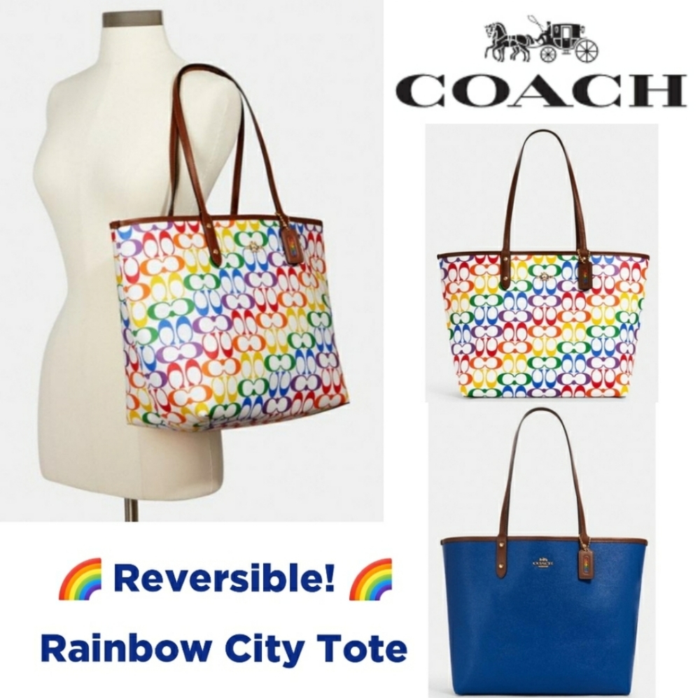 **SALE** NEW Coach Reversible Tote & ID Lanyard 🌈 - Picture 2 of 14